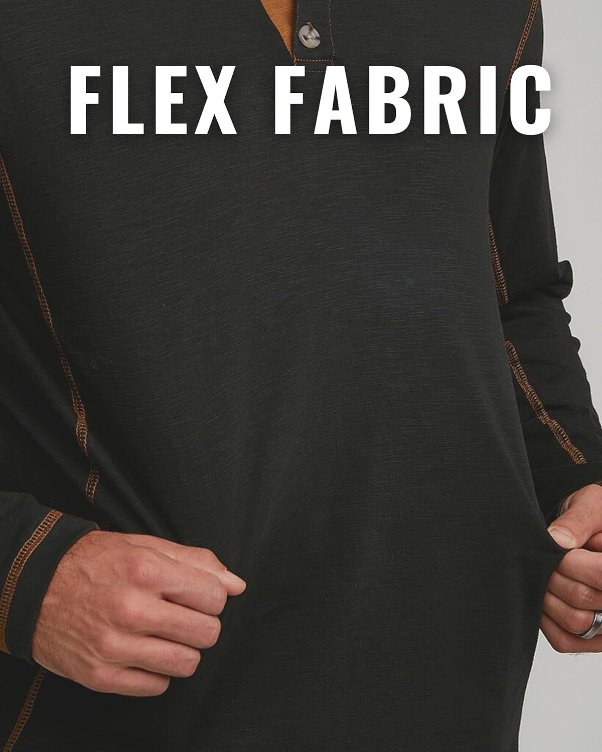 Henley Long Sleeve Shirts for Men - Mens Henley with Flex Material