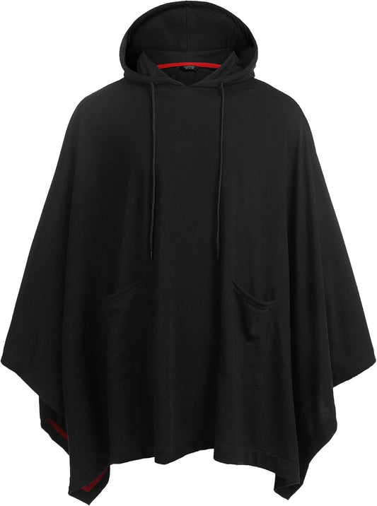Unisex Casual Hooded Poncho Cape Cloak Fashion Coat Hoodie Pullover with Pocket
