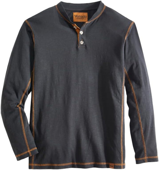 Henley Long Sleeve Shirts for Men - Mens Henley with Flex Material